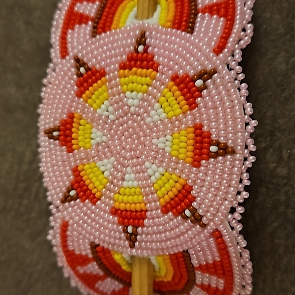 Native American Style Beaded Ponytail Bun Hair Stick Barrette - Picture 4 of 8